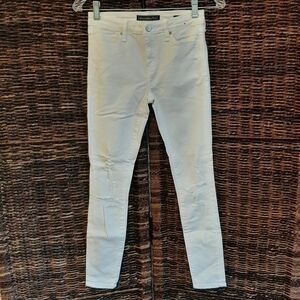 Abercrombie & Fitch Mid Rise Super Skinny Ankle Jeans 23 White Distressed Frayed